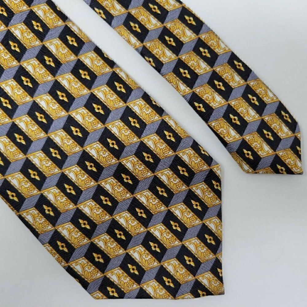 RICHEL SPAIN TIE GOLD BLACK GRAY BAROQUE 3.75"